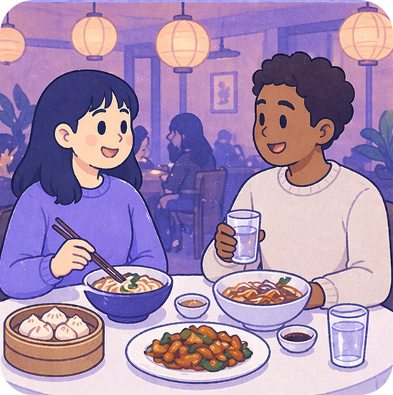 People at a Chinese restaurant